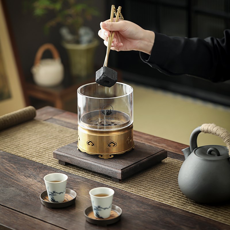 观火煮茶炉铜明火网红款围炉煮茶炭炉侧把茶壶碳火炉功夫茶具家用