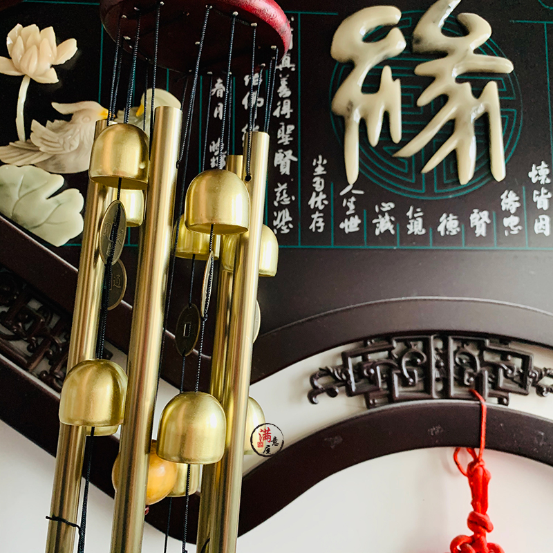 纯铜风铃金属风铃门铃响的挂饰门饰铃铛挂件实木十全十美五管风铃
