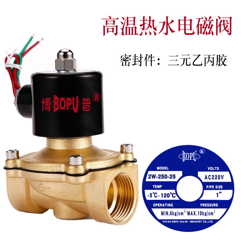 220v电磁电阀2W-250-25 G1  高温120度 电磁阀 DN25水气通用