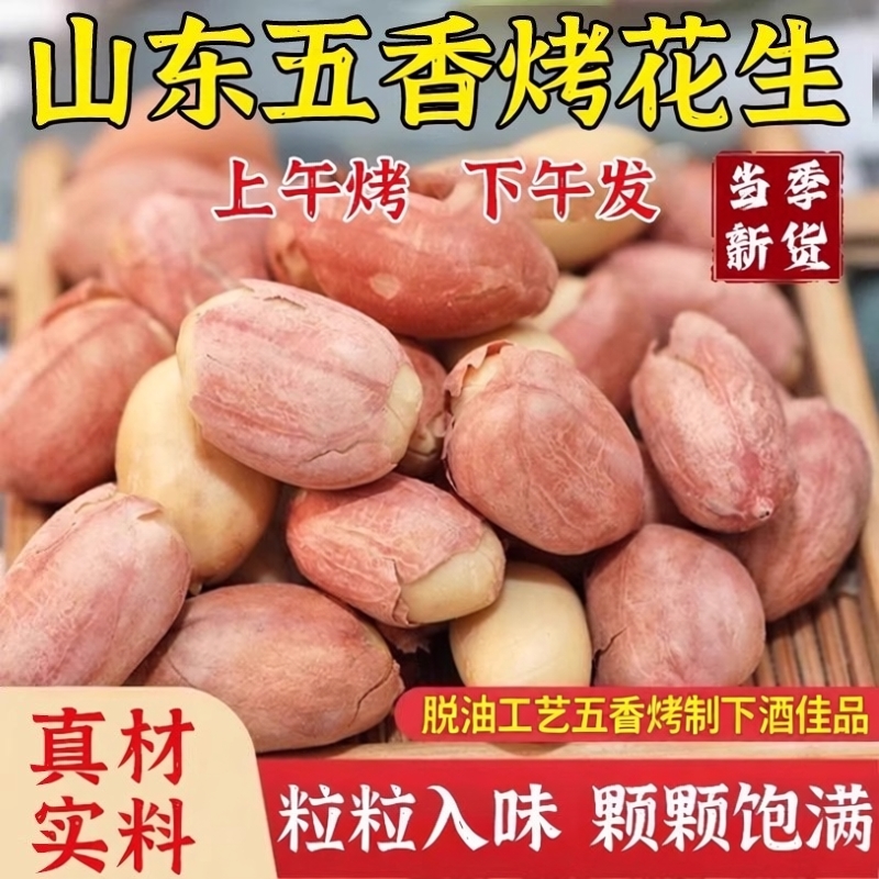 五香烤花生正宗山东特产脱油花生