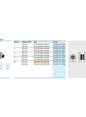 WAIN唯恩M12-MST12A-T-D8-SH 12针 公头 直头屏蔽电缆连接器6-8mm