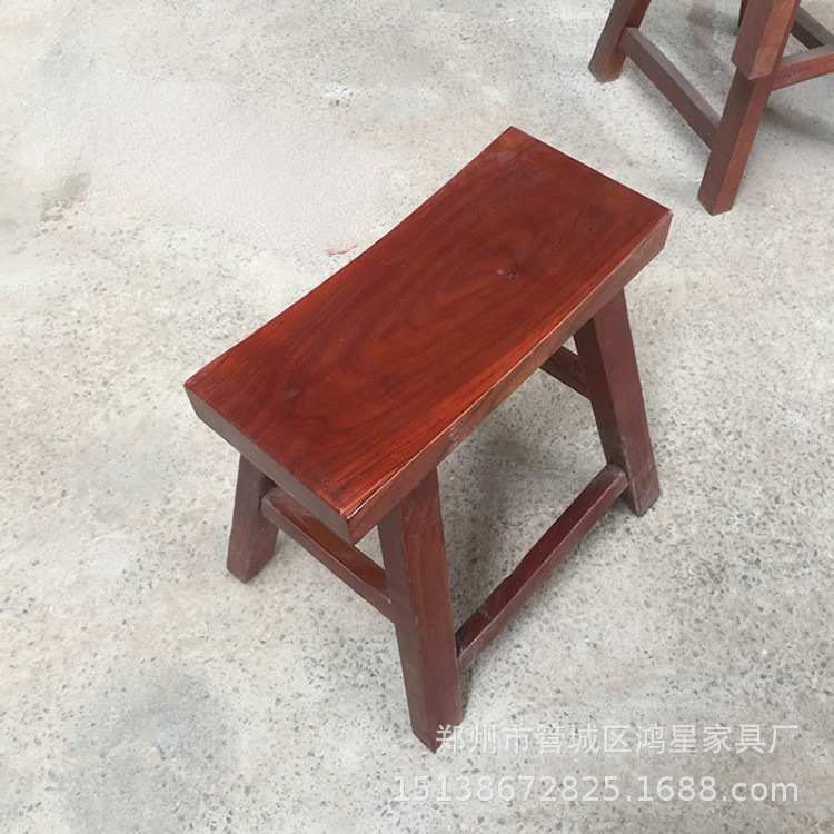 仿古老榆木凳子凳洼面凳马鞍凳酒店饭店餐桌椅实木小板凳餐椅
