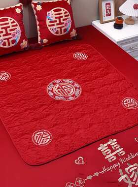 新娘坐福红色小褥子被子结婚百福婚礼座福垫床上婚庆用品陪嫁凌之