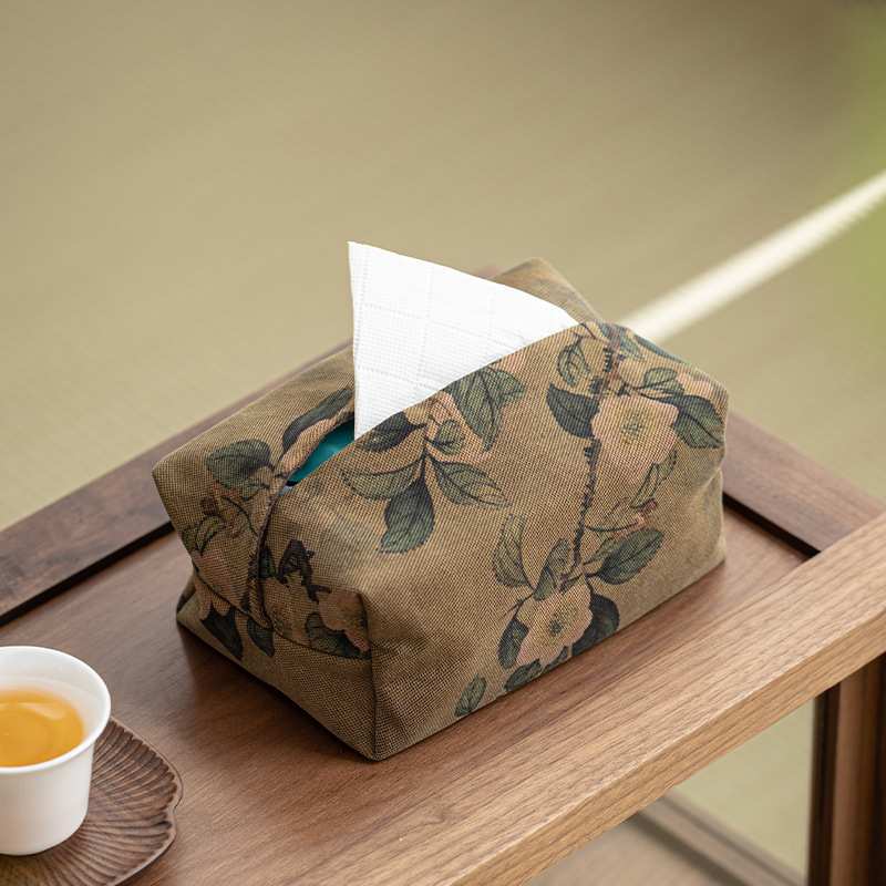 中式香云纱抽纸盒轻奢纸巾盒布艺禅意茶桌面纸巾套客厅家用纸抽袋