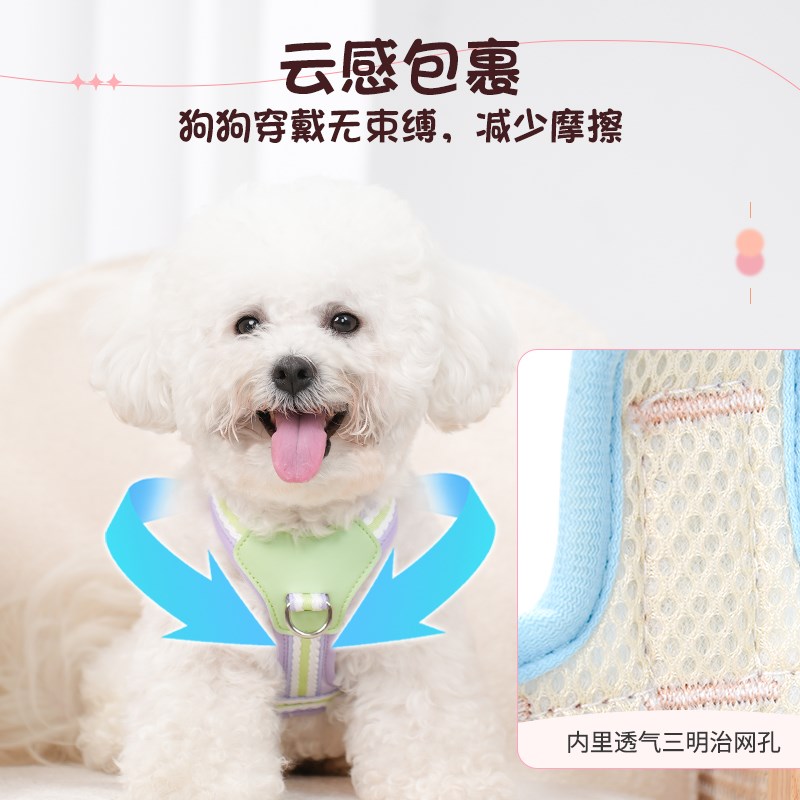 狗狗的牵引绳背心式胸背带遛狗绳链宠物中小型犬防挣脱可调节