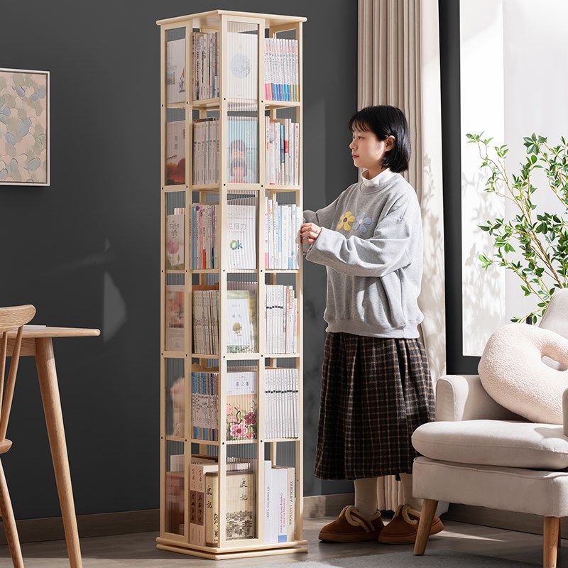 旋转书架落地置物架书柜子家用储物柜儿童客厅简易展示架立架实木,住宅家具,旋转书架,淘宝优惠券,粉丝福利购,淘宝优惠卷