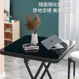 折叠桌子家用小户型碳钢方形餐桌多功能便携简易户外夜市摆摊圆桌