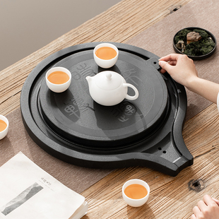 天然乌金石茶盘茶台家用办公室桌创意茶托盘茶海干泡盘台功夫茶具