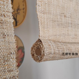 窗帘画室装 加厚麻帘隔断帘轴画帘客厅挂帘遮挡帘茶室挂帘民宿装 饰