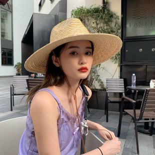休閑周椰椰遮陽帽女防曬大檐草帽沙灘帽夏天帽子度假防紫外線出游