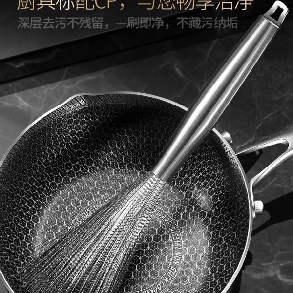 304不锈钢锅刷厨房专用长柄刷锅神器不锈钢丝洗锅刷子家用不掉丝