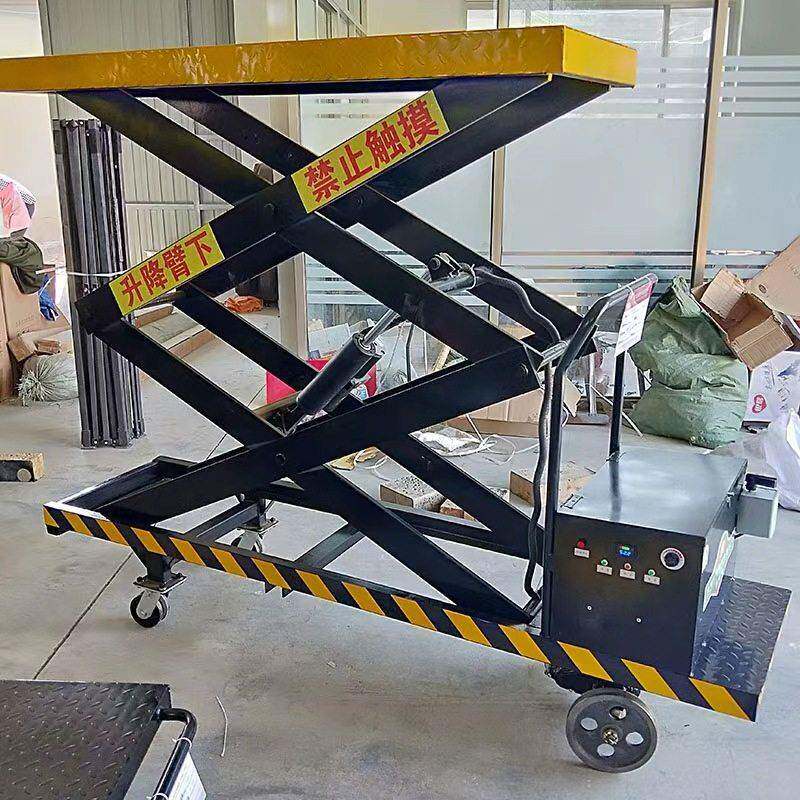 移动式空作业车电动液压平板手推车 剪叉式轨道升降平台车