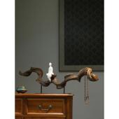 新中式 禅意摆件树脂根雕茶室客厅玄关侘寂风装 饰品家居饰品工艺品