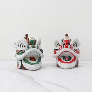 新中式国风树脂醒狮舞狮子头摆件家居玄关客厅样板间桌面创意工艺