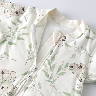 宝宝睡袋秋冬季纯棉A类长袖居家夹棉婴儿连体衣新生儿保暖睡衣