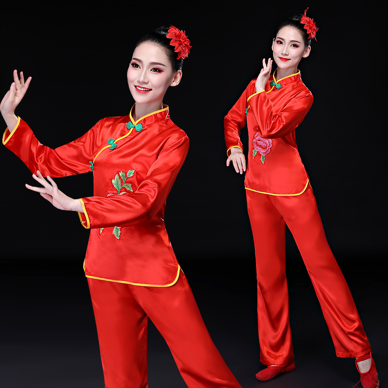 新款秧歌服女成人民族舞蹈演出服中老年广场舞腰鼓服装扇子舞秋冬