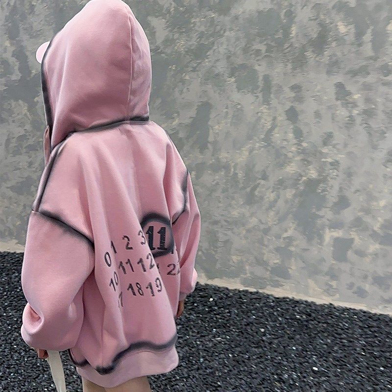 女童连帽外套春秋季2024新款初中生宽松卫衣儿童装拉链上衣洋气