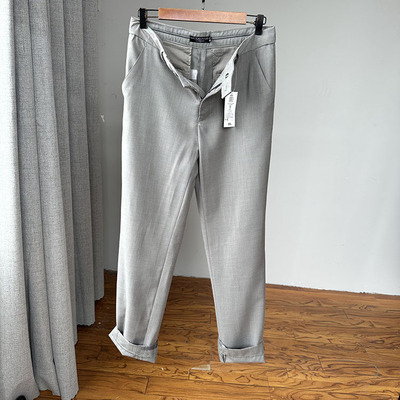 西裤男款春夏季薄款中年商务中低腰垂感宽松直筒休闲裤长裤男裤子