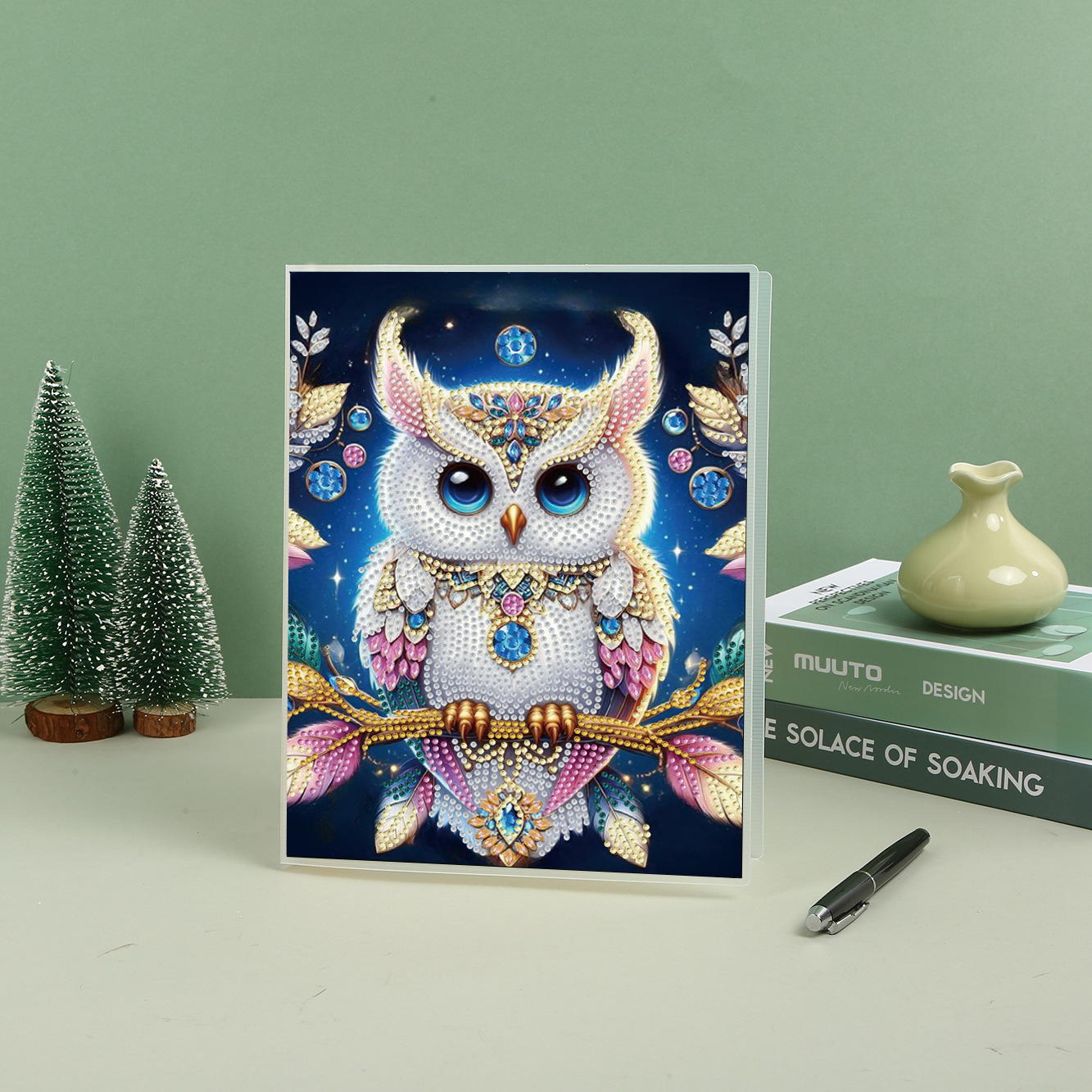 新款猫头鹰封面异形钻石画diy笔记本  60张/120页B5活页本子批发