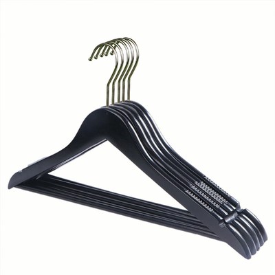 实木衣架家用挂衣防滑衣挂衣撑黑色白N色木制木头衣架裤架