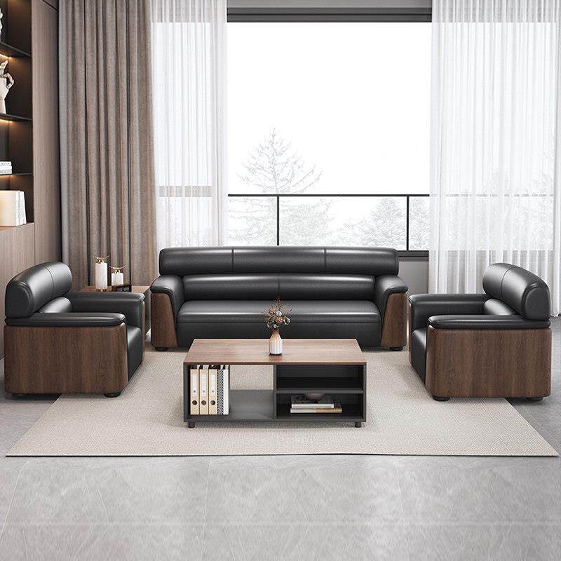 办公比典家沙发茶几合套装真皮商务休息区贵宾接待行银会议办公室