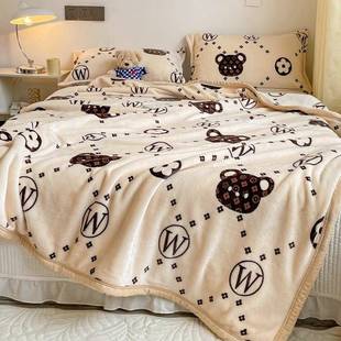 卡通珊瑚绒毛宿毯被子冬季厚单加盖毯床单舍人可爱双LOL20220面云
