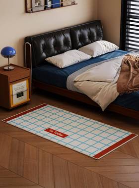 北风简条纹卧UJO室地约毯家用欧客厅地垫床前床边毯滑耐防脏长条