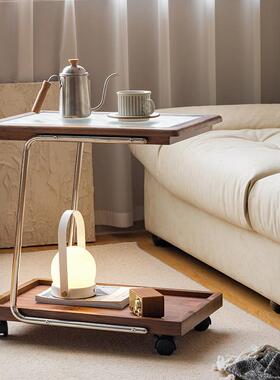 拾影可木筑 黑胡28636实木桃边几 移动发角几小茶几 现代简约沙小