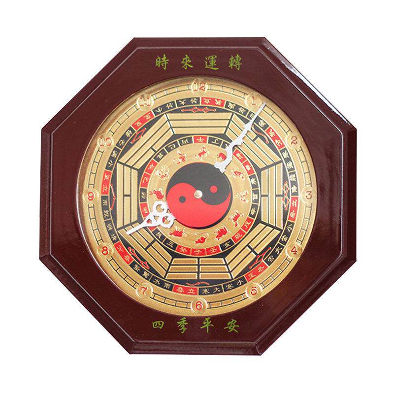 桃GAX木太极面指八卦钟八卦钟南针钟风水财墙钟桌钟客厅八卦运钟