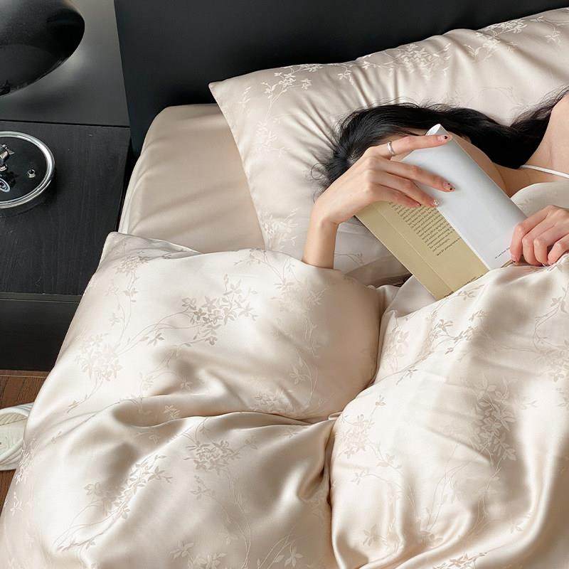 洋李子粉EKL～奥地利兰丝精春天丝四件套裸睡西夏季床单冰床上用