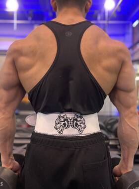 大腰浪哥健身训双狼头带深练蹲硬拉力举男LEP女牛皮护量腰带