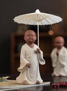 禅意紫砂陶茶CSZW-BJA小和尚摆件创意家居博古架古室风茶桌小沙弥