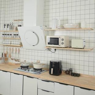 实隔木免打孔厨房壁板墙上置烤物架挂箱架微other波炉调味料置物