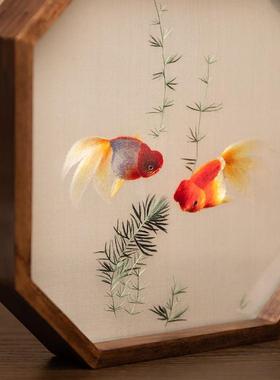 苏桌绣摆中台式简约装饰摆XM000388国风刺绣件双面绣工艺面小屏风