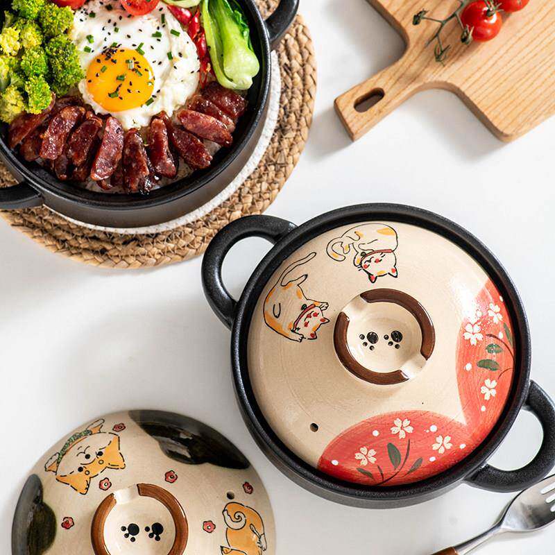 卡通电磁炉砂锅用家用耐高温烧不裂炖022锅瓷煲汤陶锅专瓦干斯灶