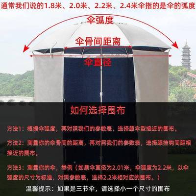 FRZ钓鱼伞件1.-2.6米8钓伞挡风围布 防风防雨防晒遮阳保暖防紫配