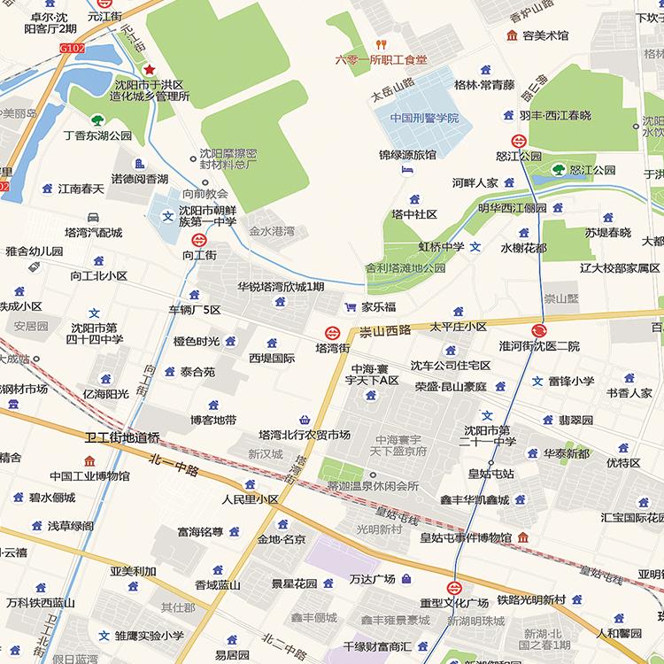 2024新款沈阳市城区地图办公室挂图高清防水墙壁装饰实物推荐定制