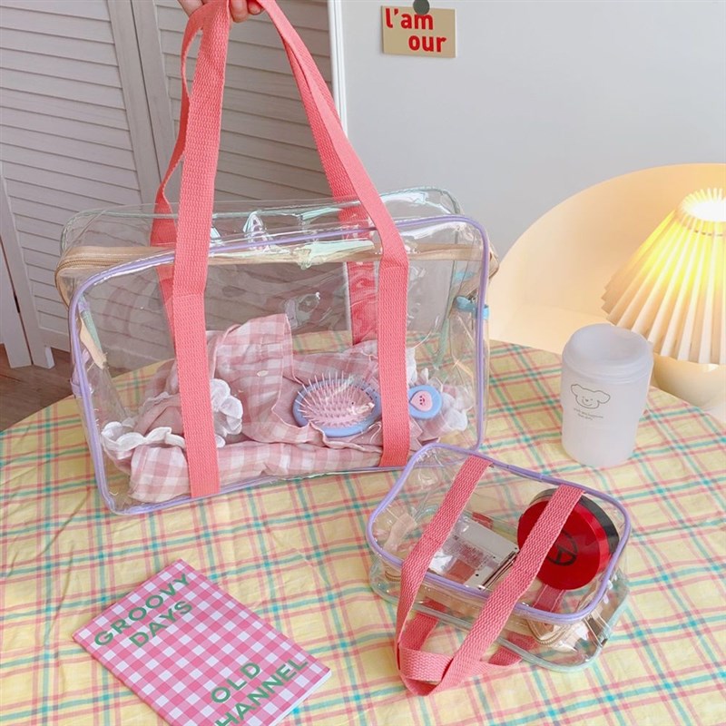 果冻游泳包女大透明化妆pvc洗漱浴兜澡堂防水收纳手提袋子沙滩包