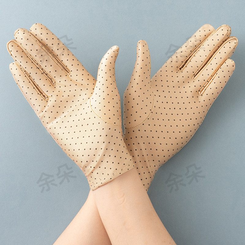 女士点子手套夏季薄款冰丝透气防晒弹力户外跳广场舞骑行开车手套