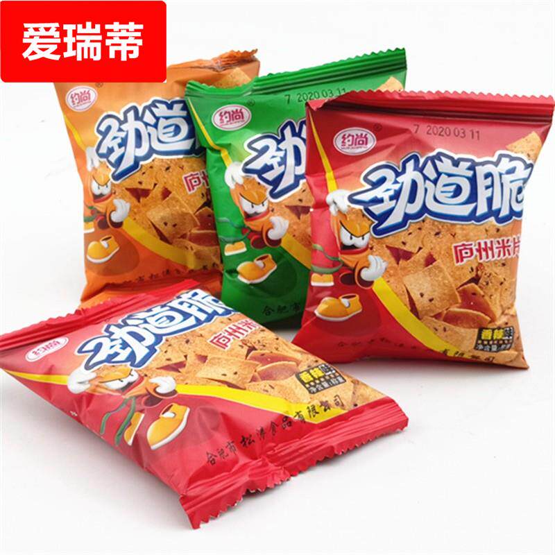 约尚劲道脆庐州米片锅巴香辣牛肉烧烤味30克袋装零食小吃点