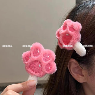 可爱卡通抓抓冰棍朱迪尼克发夹甜美少女刘海侧边夹秋冬毛茸茸发卡