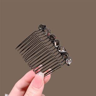 精致水晶发梳女新款高级感防滑刘海梳插梳气质简约带密齿发卡