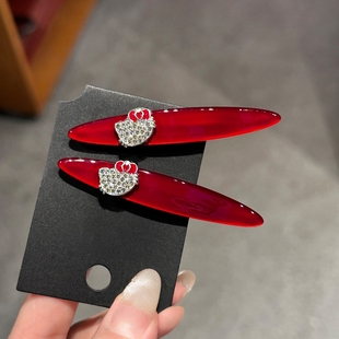 韩版新款红色KT猫发夹女高级感侧边刘海夹子头饰发卡一字夹鸭嘴夹