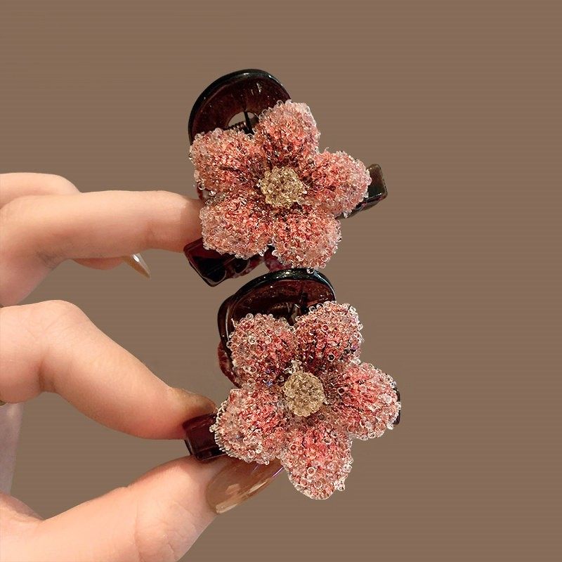 国风桃花发夹女2025年发卡气质百搭小号抓夹后脑勺半扎发鲨鱼夹女,饰品/流行首饰/时尚饰品新,发饰,淘宝优惠券,粉丝福利购,淘宝优惠卷