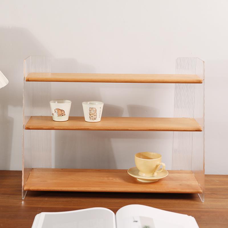 者纳里黑胡桃木多置物架/桌面水杯木质收纳架层台杯面咖啡茶理整