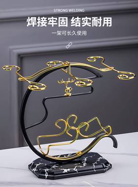 轻奢红酒架摆件高创级感红杯子倒挂高脚杯意置架酒wmy02509物架斜
