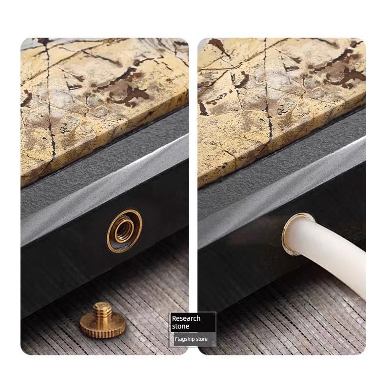 天然办乌金石茶盘整块家用CUS简约轻奢档高公室中式国石排水化干