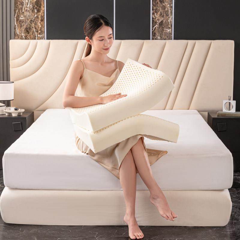 】【加高加厚泰高国天然zt369乳胶枕头深睡护颈椎高枕芯枕橡胶家