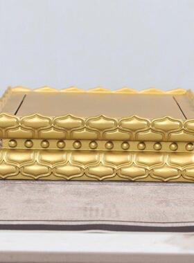 鎏金色实木雕刻花莲台底座观音佛像底圆座椭形加高座摆GUS底件木