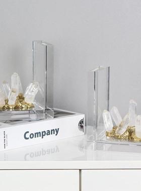 HIO理石挡立书靠摆件办大公室书书档装饰品样板间书书房软装轻奢